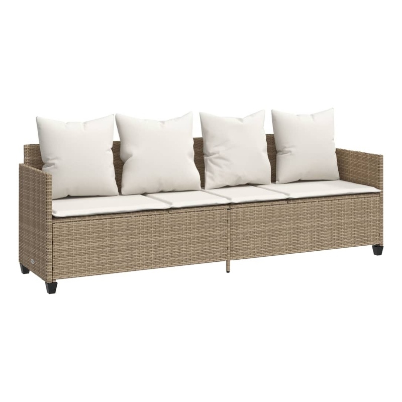 vidaXL PE Rattan Steel Sun Lounger in Beige