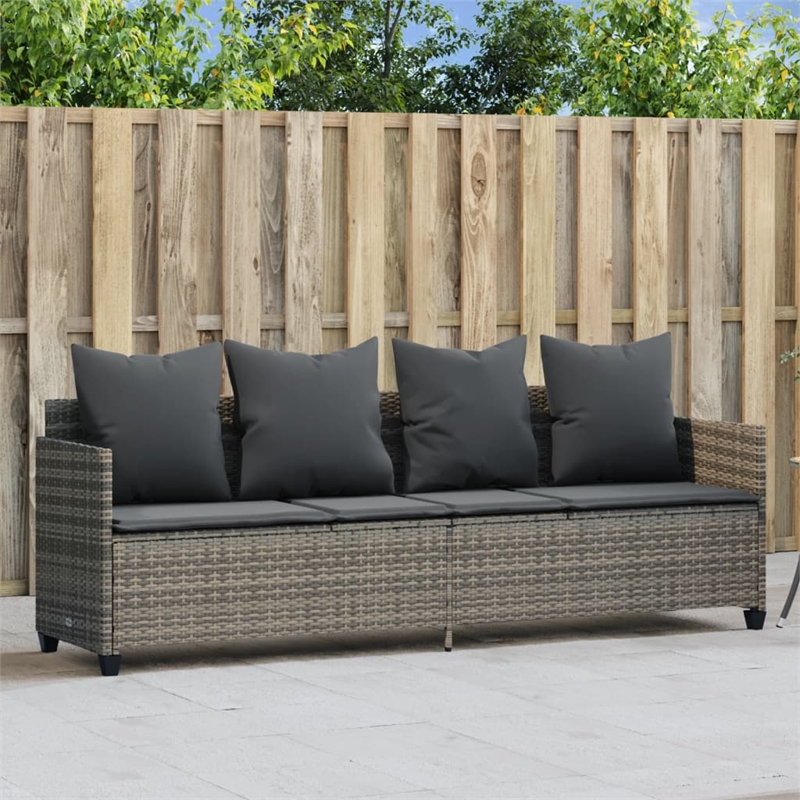 vidaXL Poly Rattan 78.7x21.7x27.4in Sun Lounger in Gray