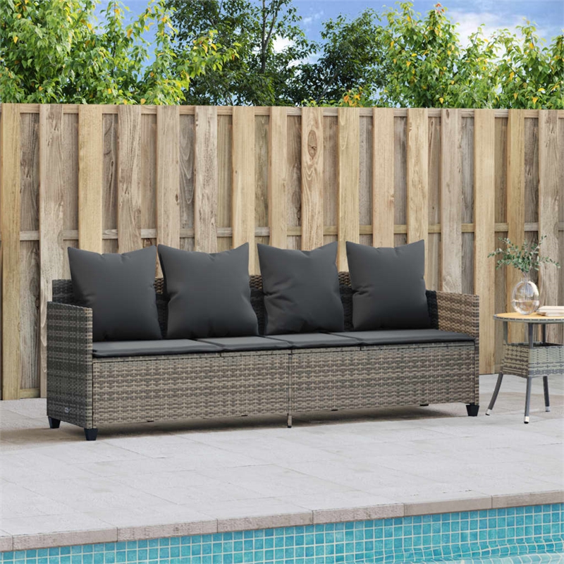 vidaXL Poly Rattan 78.7x21.7x27.4in Sun Lounger in Gray