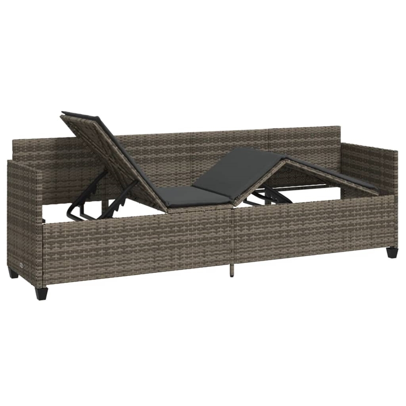 vidaXL Poly Rattan 78.7x21.7x27.4in Sun Lounger in Gray