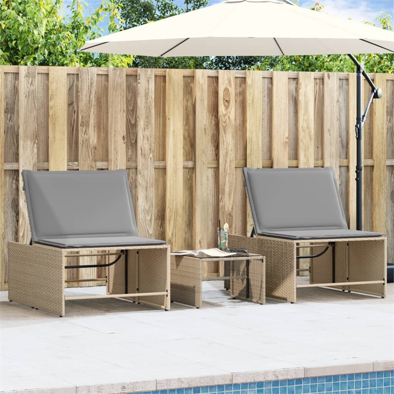 vidaXL Sun Lounger in Beige and Light Gray