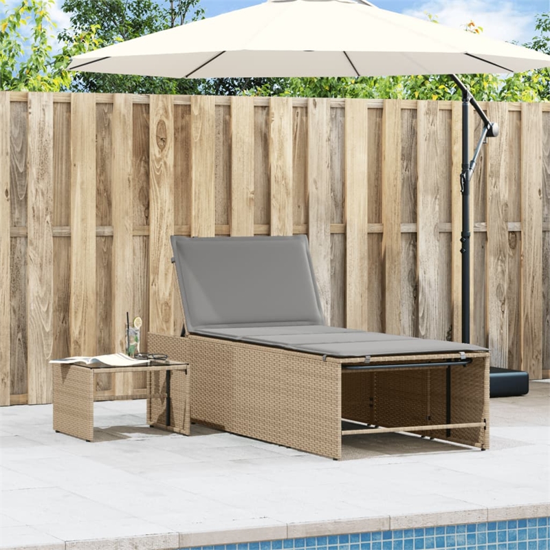 vidaXL Sun Lounger in Beige and Light Gray