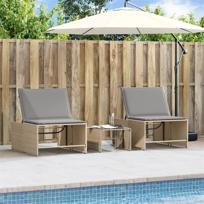 vidaXL Sun Lounger in Beige and Light Gray