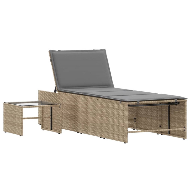 vidaXL Sun Lounger in Beige and Light Gray