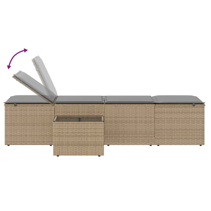 vidaXL Sun Lounger in Beige and Light Gray