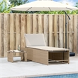 vidaXL PE Rattan Standard Sun Lounger in Beige and Cream White