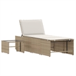 vidaXL PE Rattan Standard Sun Lounger in Beige and Cream White
