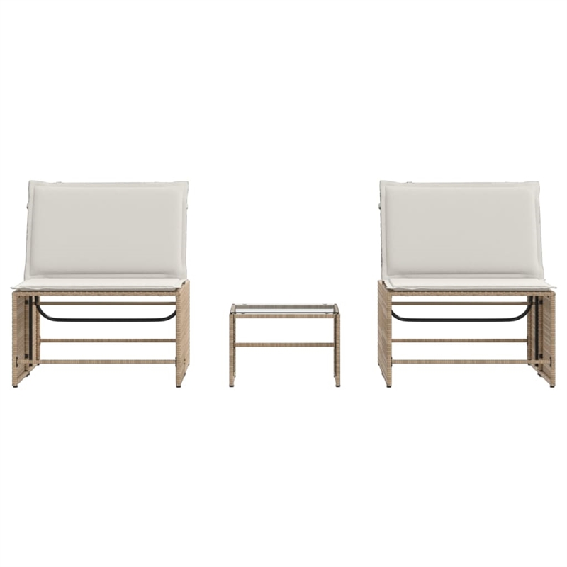 vidaXL PE Rattan Standard Sun Lounger in Beige and Cream White