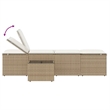 vidaXL PE Rattan Standard Sun Lounger in Beige and Cream White