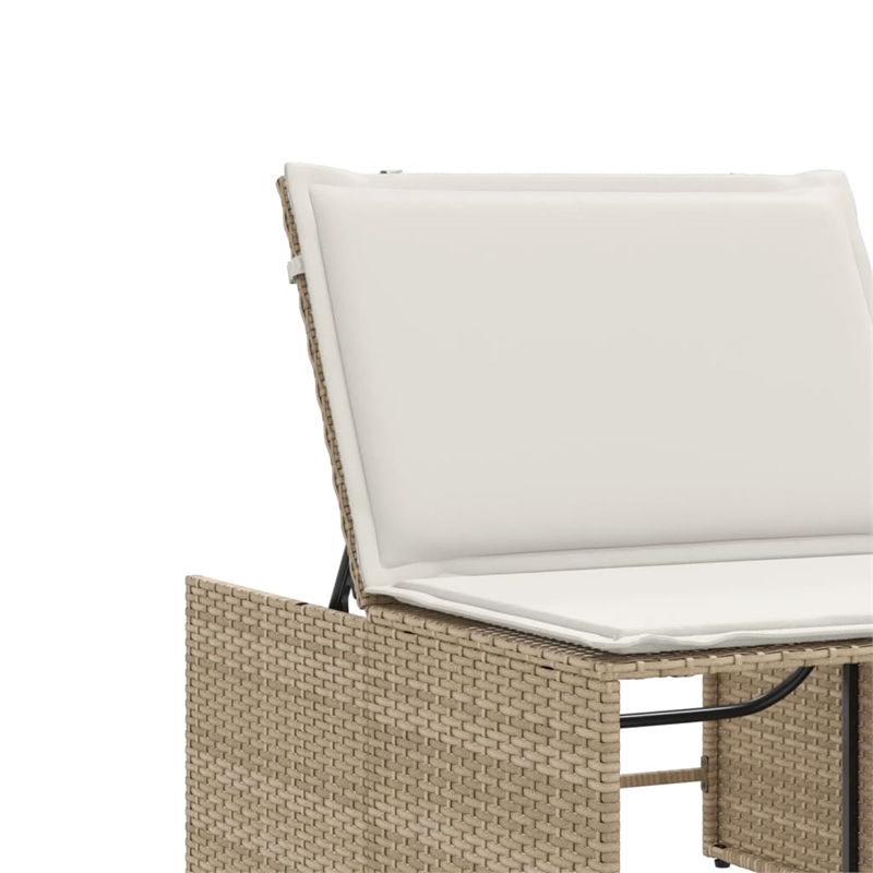 vidaXL PE Rattan Standard Sun Lounger in Beige and Cream White