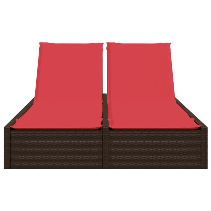 vidaXL Patio Double Sun Lounger in Brown and Red