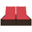 vidaXL Patio Double Sun Lounger in Brown and Red