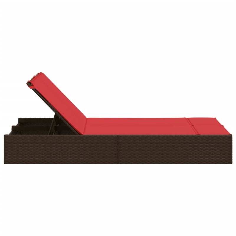 vidaXL Patio Double Sun Lounger in Brown and Red