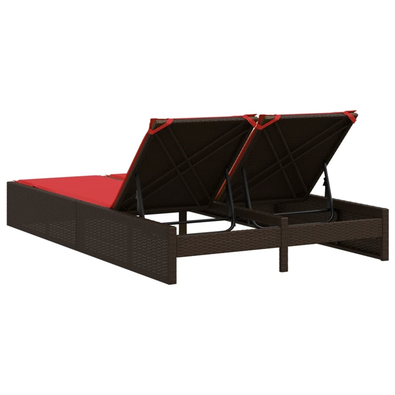 vidaXL Patio Double Sun Lounger in Brown and Red
