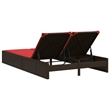 vidaXL Patio Double Sun Lounger in Brown and Red