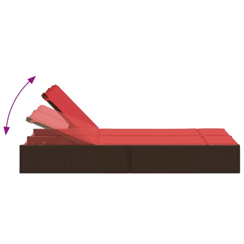 vidaXL Patio Double Sun Lounger in Brown and Red