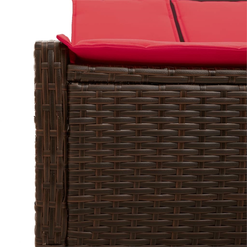 vidaXL Patio Double Sun Lounger in Brown and Red