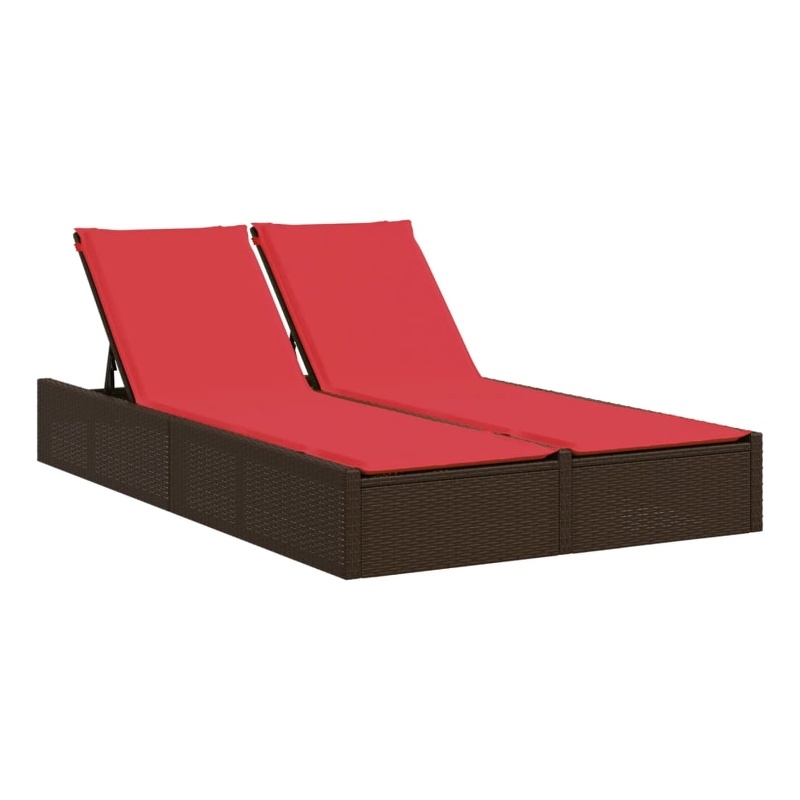 vidaXL Patio Double Sun Lounger in Brown and Red