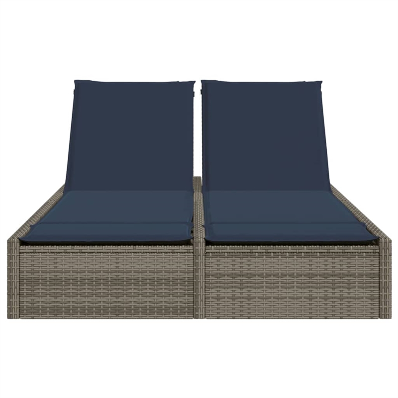 vidaXL Patio Double Sun Lounger in Gray and Navy Blue