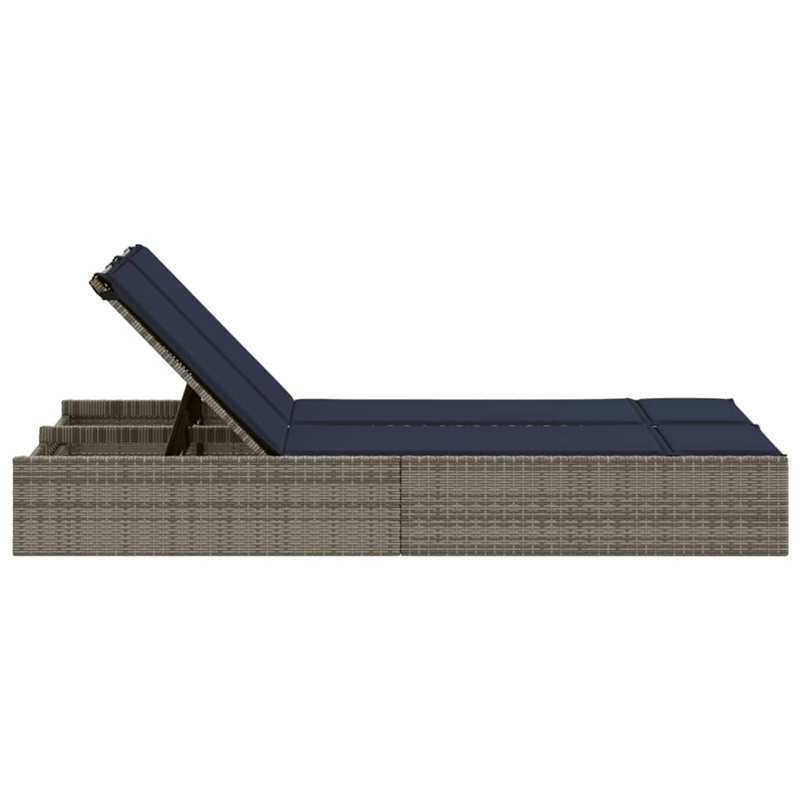 vidaXL Patio Double Sun Lounger in Gray and Navy Blue