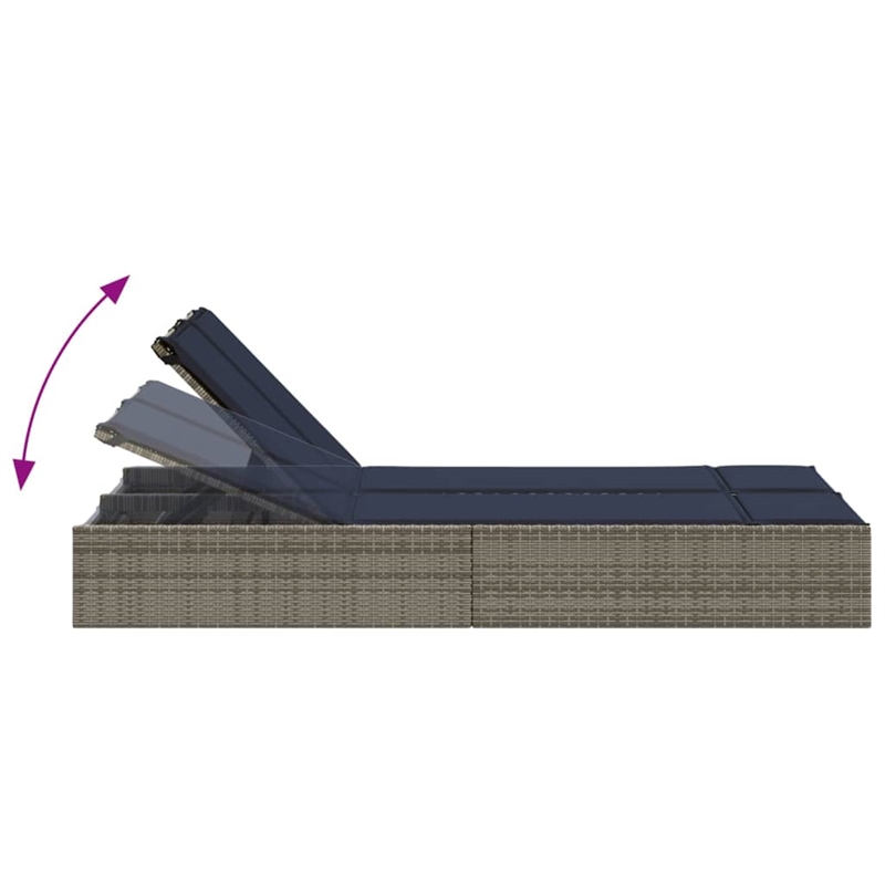 vidaXL Patio Double Sun Lounger in Gray and Navy Blue