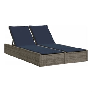 vidaXL Patio Double Sun Lounger in Gray and Navy Blue