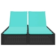 vidaXL Patio PE Rattan Double Sun Lounger in Black