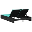 vidaXL Patio PE Rattan Double Sun Lounger in Black