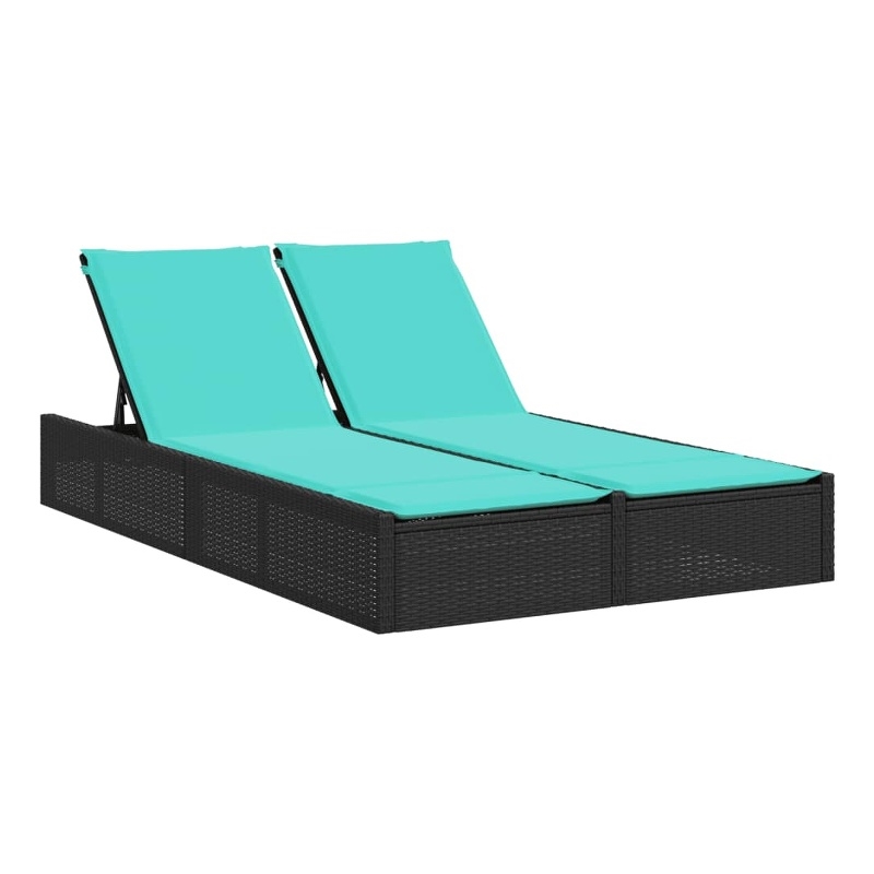 vidaXL Patio PE Rattan Double Sun Lounger in Black