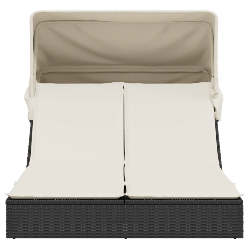 vidaXL Double Sun Lounger in Black and Cream White