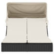 vidaXL Double Sun Lounger in Black and Cream White