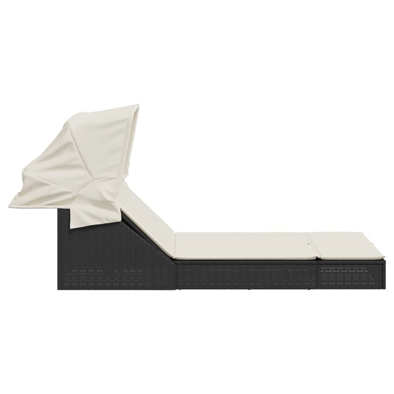 vidaXL Double Sun Lounger in Black and Cream White