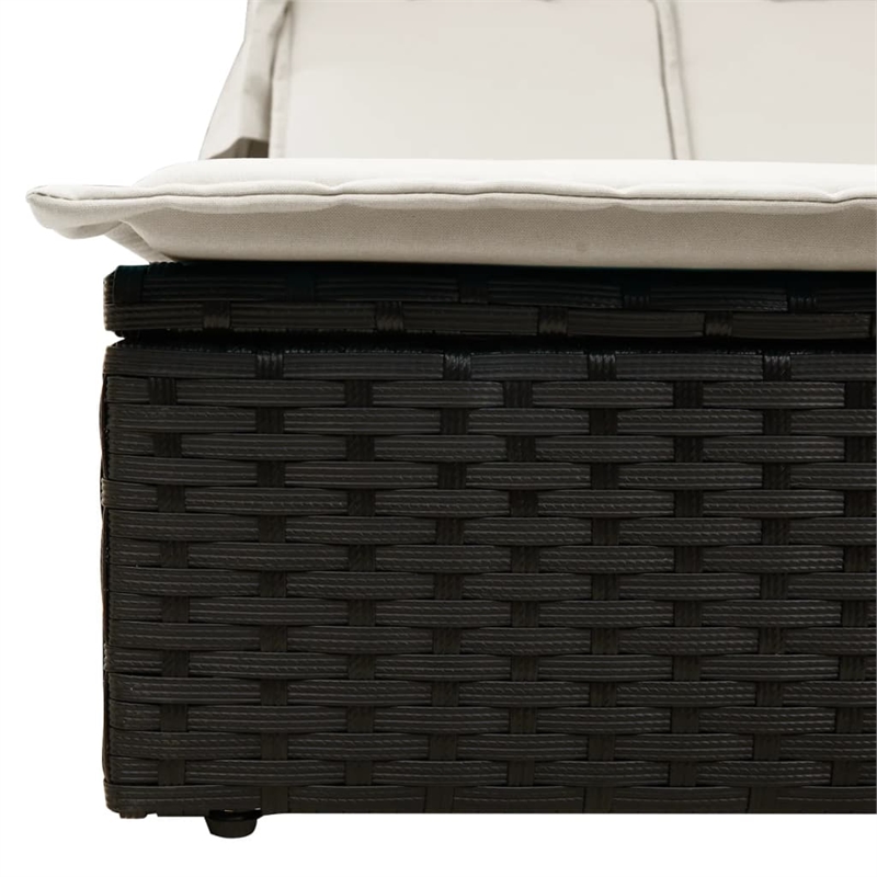 vidaXL Double Sun Lounger in Black and Cream White