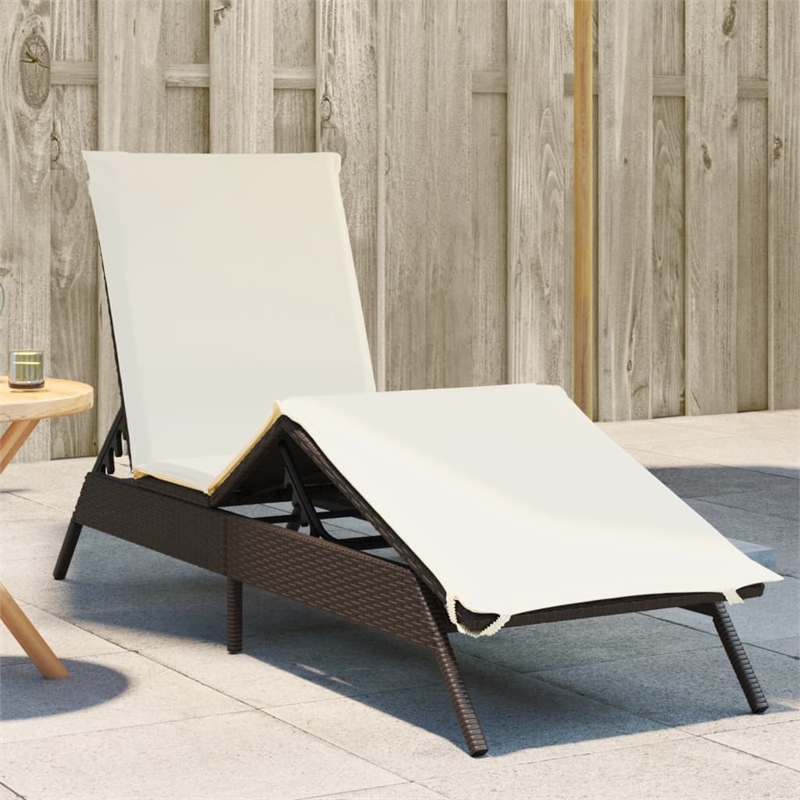vidaXL PE Rattan Adjustable Sun Lounger w/ Footrests in Brown