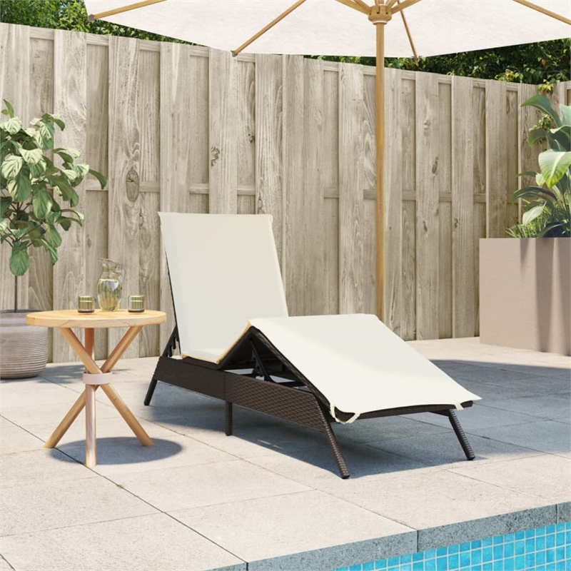 vidaXL PE Rattan Adjustable Sun Lounger w/ Footrests in Brown