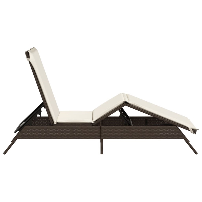 vidaXL PE Rattan Adjustable Sun Lounger w/ Footrests in Brown