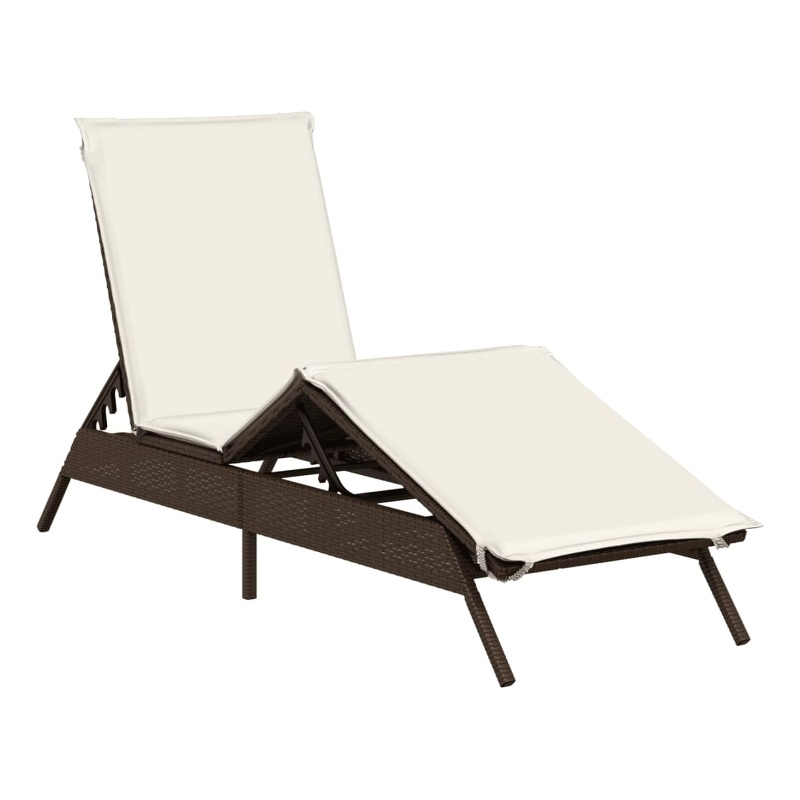 vidaXL PE Rattan Adjustable Sun Lounger w/ Footrests in Brown