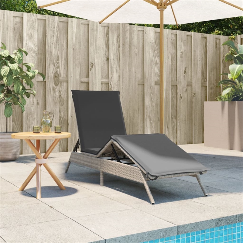 vidaXL Poly Rattan 78.7x23.2x33.5in Sun Lounger in Light Gray