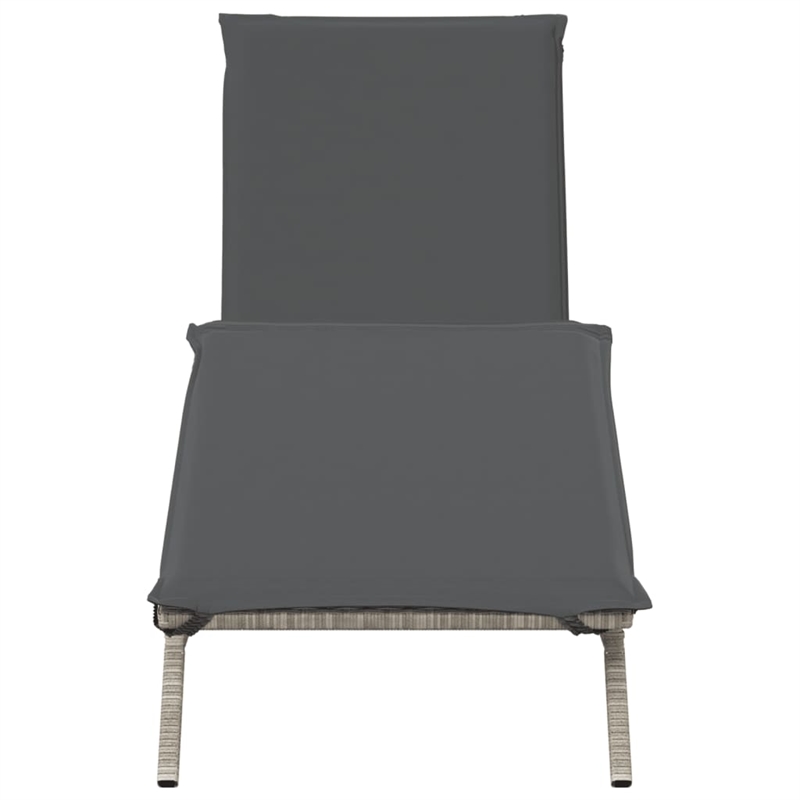 vidaXL Poly Rattan 78.7x23.2x33.5in Sun Lounger in Light Gray