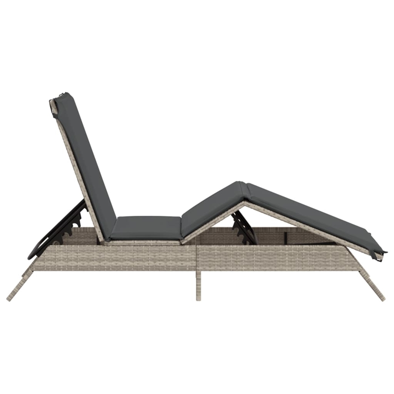 vidaXL Poly Rattan 78.7x23.2x33.5in Sun Lounger in Light Gray