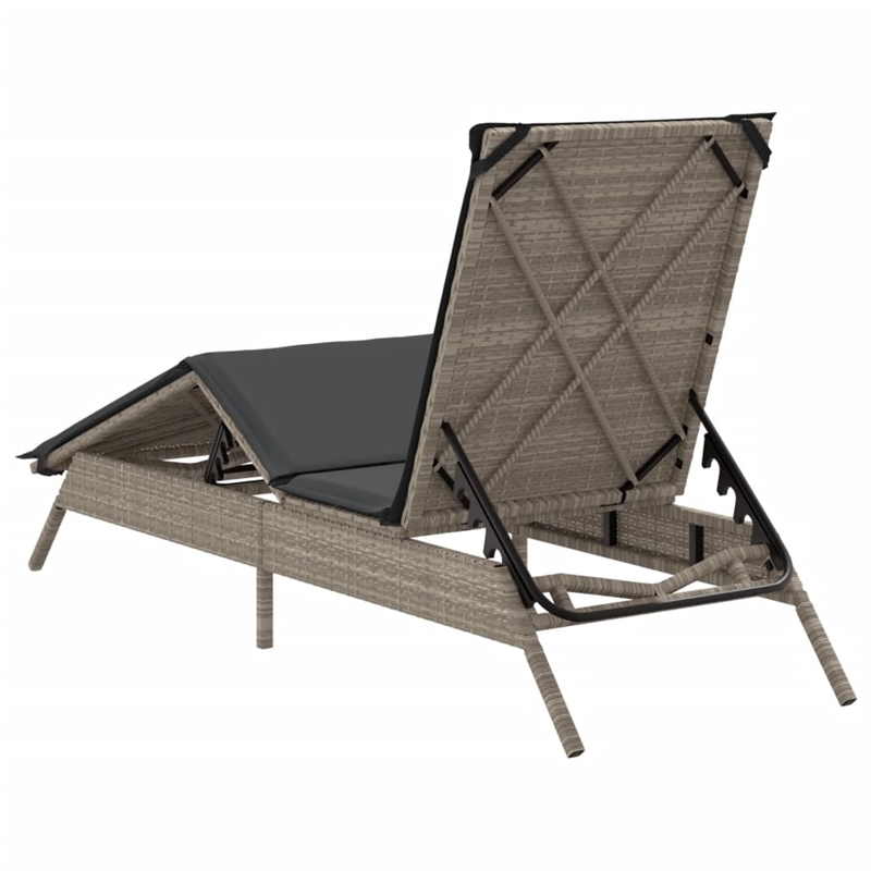 vidaXL Poly Rattan 78.7x23.2x33.5in Sun Lounger in Light Gray