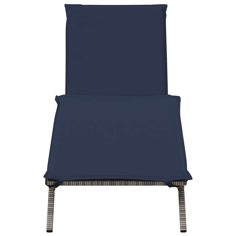 vidaXL Patio PE Rattan Extra Long Sun Lounger w/ Footrests in Gray