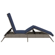 vidaXL Patio PE Rattan Extra Long Sun Lounger w/ Footrests in Gray