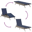 vidaXL Patio PE Rattan Extra Long Sun Lounger w/ Footrests in Gray