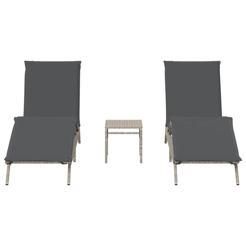vidaXL PE Rattan Standard Sun Lounger Set (2 pcs) in Light Gray