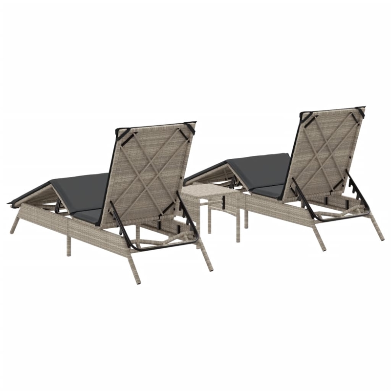 vidaXL PE Rattan Standard Sun Lounger Set (2 pcs) in Light Gray