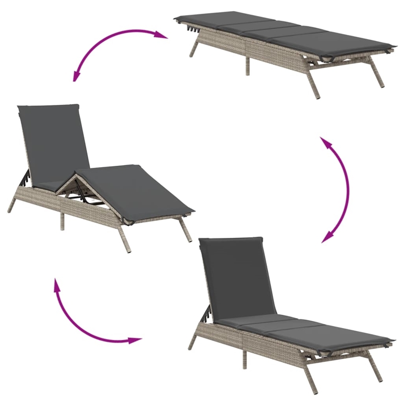vidaXL PE Rattan Standard Sun Lounger Set (2 pcs) in Light Gray