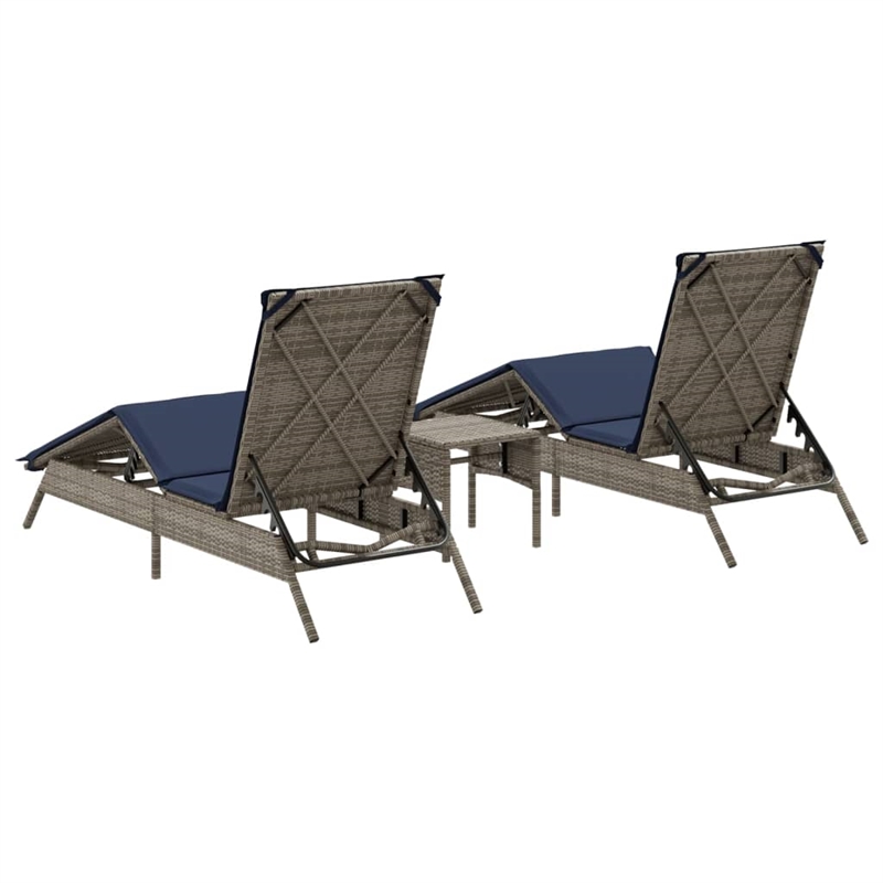 vidaXL PE Rattan Sun Lounger w/ Footrests in Gray