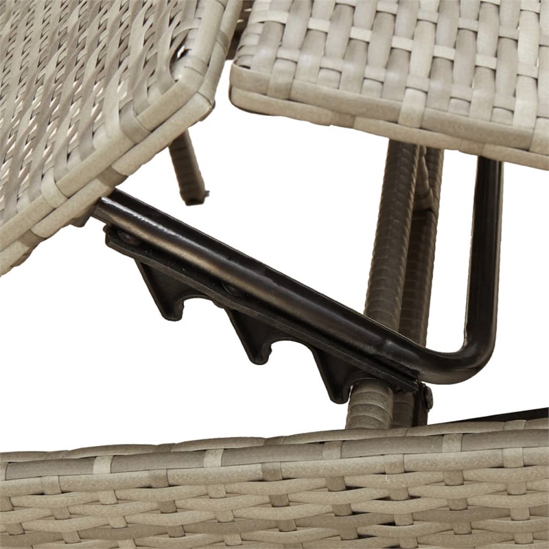 vidaXL PE Rattan Sun Lounger w/ Footrests in Gray