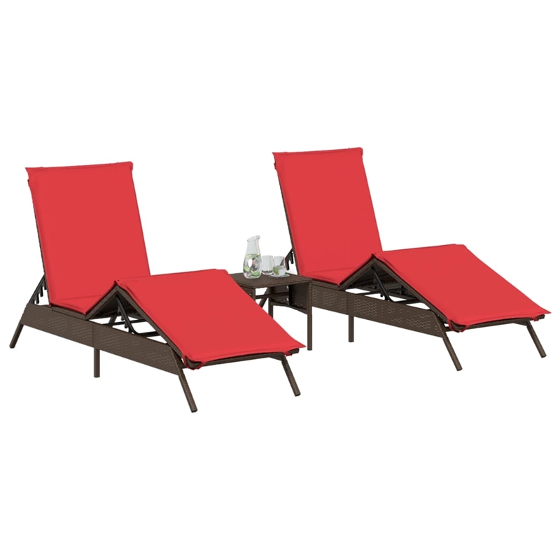 vidaXL PE Rattan Steel Foam Sun Lounger in Brown